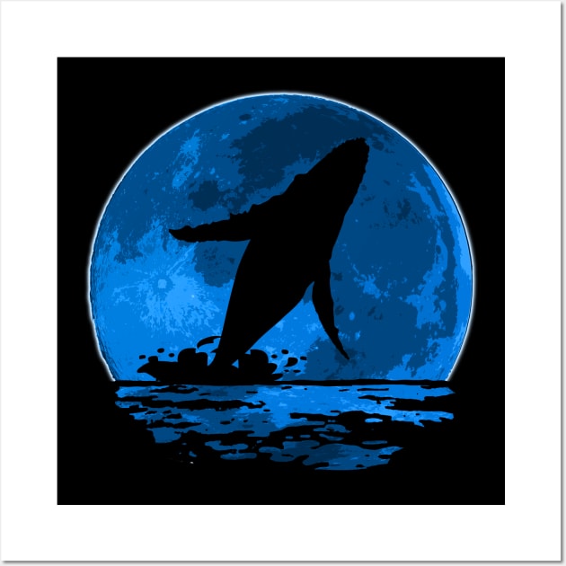 Blue Whale Moon Wall Art by nickbeta